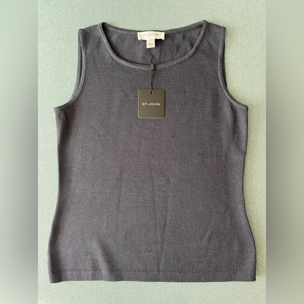 St. John Gray Sleeveless Top